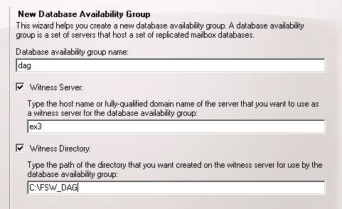 database availability group wizard 