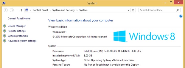 Windows 8 1 en 64 86 bit system