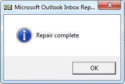 Repair complete - восстановление pst файла завершено