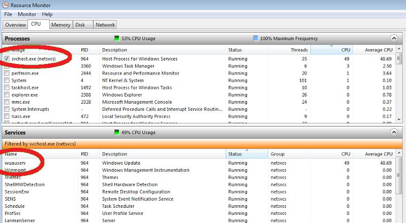 wuauserv высокая загрузка процесса и памяти слуюбой обновлений