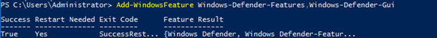 Add-WindowsFeature Windows-Defender-Features