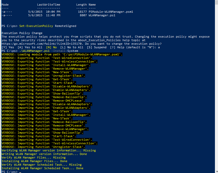WLANManager скрипт Powershell