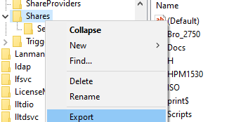Экспорт ветки реестра в REG файл