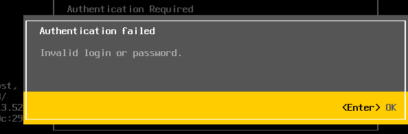 Неправильный root пароль для VMware ESXi