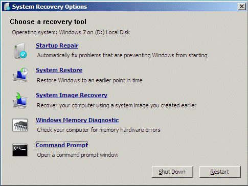 Утилиты восстановления системы Windows 7