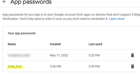 app password для отправки письма через SMTP Gmail