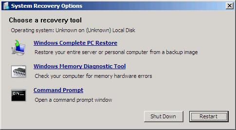 System Recovery Windows Server 2008