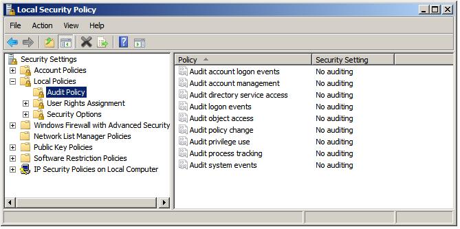 windows server 2008 r2 configuring local audit policy