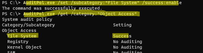 AuditPol.exe включить аудит доступа к файловой системе