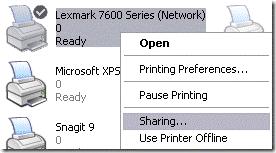 share printer xp to 7