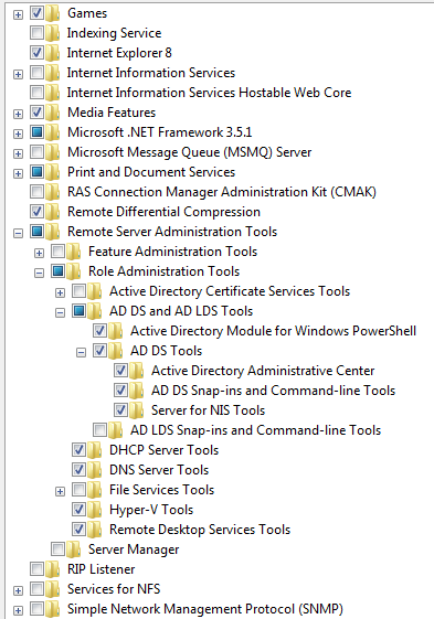 Активация оснастки Active Directory в Windows 7