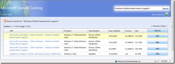 Драйвера в каталоге Windows Update Catalogue