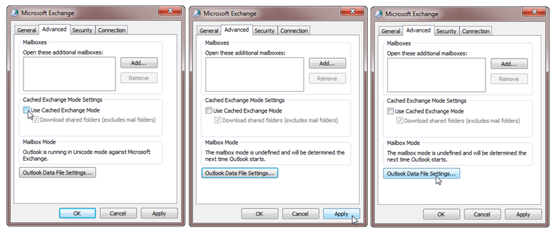Настройка кеширования Exchange в Outlook - Use Cached Exchange Mode