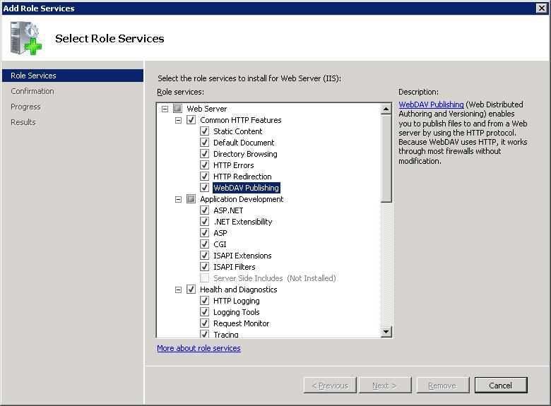 Установка WebDAV на IIS 7.5 в Windows Server 2008 R2