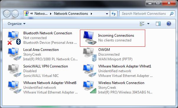 Windows 7 принимает входящие VPN подключения