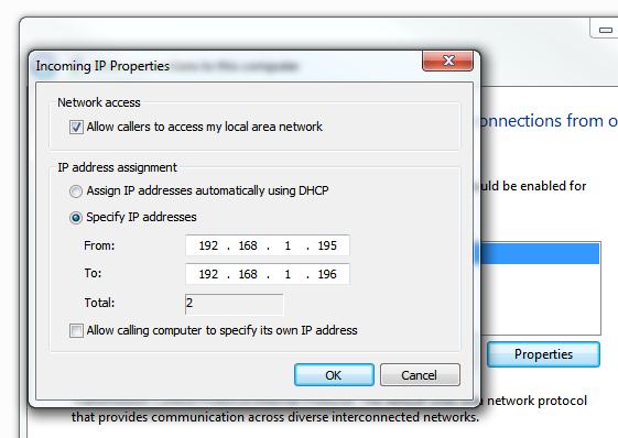 настройка ip адреса для клиентов vpn в windows 7