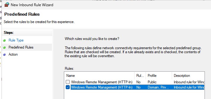 открыть правила для windows remote mahagement HTTP in в Windows Firewall