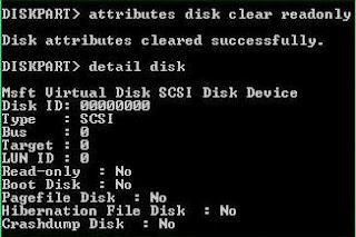 ATTRIBUTES DISK CLEAR READONLY