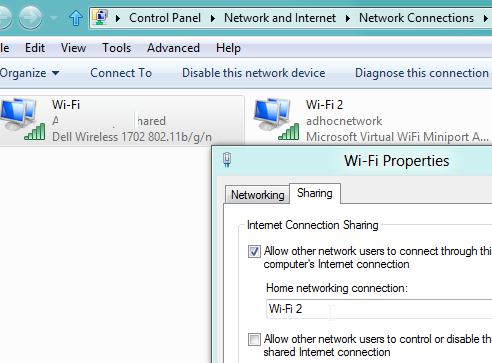 Общий доступ к интернету по wi-fi в windows 8