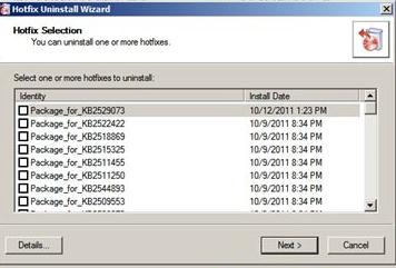 Hotfix Uninstall - удаление обновлений Windows