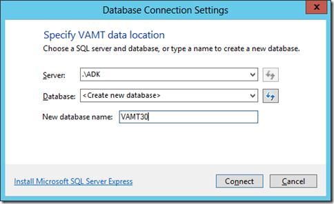Подключение к серверу VAMT 3.0