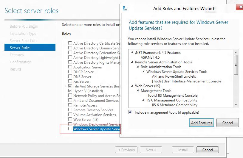 установка роли Windows Server Update Services в windows server 2012