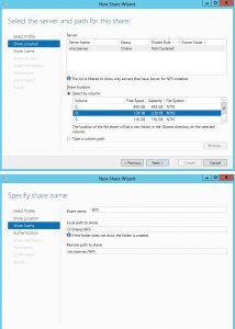 Выбор каталога NFS