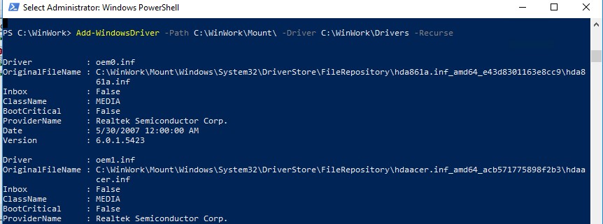 Add-WindowsDriver интеграция обновления в образ windows 10