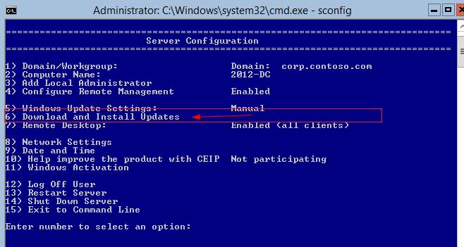 Скачать и установить обновления на windows server 2012 core