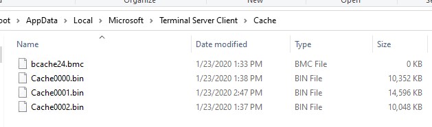 terminal server client rdp bitmap kesh