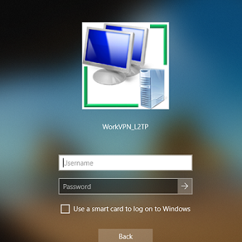 Имя и пароль пользователя для L2TP подключения до входа в Windows