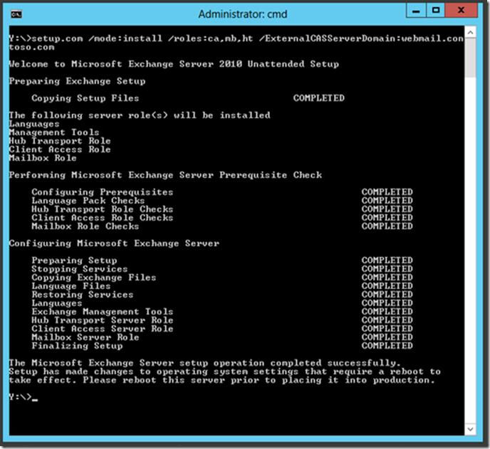 Установка ролей exchange 2010 sp3 из командной строки в windows server 2012