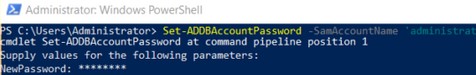 Set-ADDBAccountPassword сбросить пароль адмнистратора домена с помощью powershell