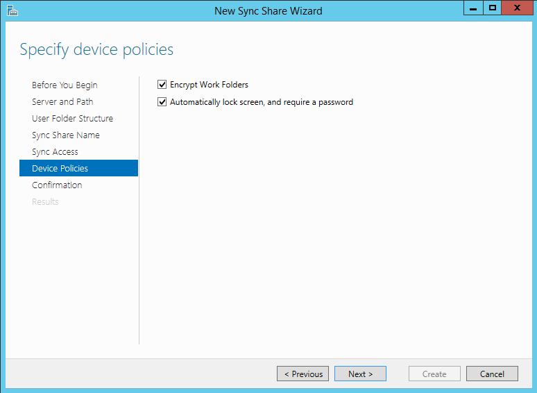Политики защиты данных work folder в windows server 2012 r2