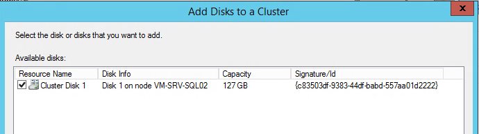 Добавляем новый общий vhdx диск в MS кластер