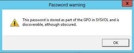 Предупреждение GPP в Windows Server 2012 