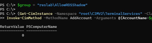 Win32_TSPermissionsSetting дать права на теневое подключение пользователям