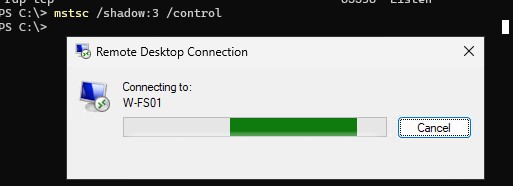 mstsc - shadow: теневое подключение к пользвователю с управлением