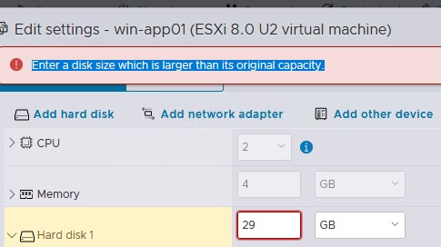 нельзя уменьшить размер виртуального vmdk диска в vmware esxi из графического интерфейса клиента vsphere