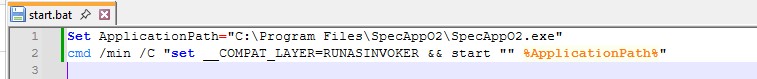 BAT файл с параметром RUNASINVOKER 