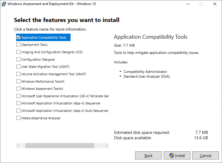 установка Application Compatibility Toolkit