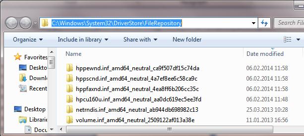 C:WindowsSystem32DriverStoreFileRepository - каталог, в котором хранятся драйвера устройств Windows