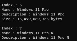 dism: вывести список редакций в wim файле с образом Windows