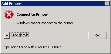 Ошибка 0x0000007e при подключении принтера HP на Windows 7 x64
