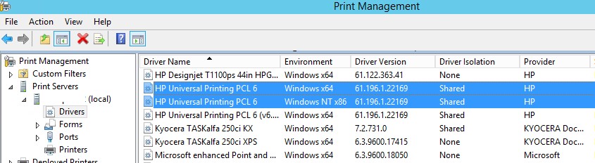 Принт-сервер x86 и x64 версии драйвера HP Universal Printing PCL 6