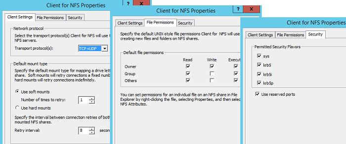 Настройки NFS клиента в Windows