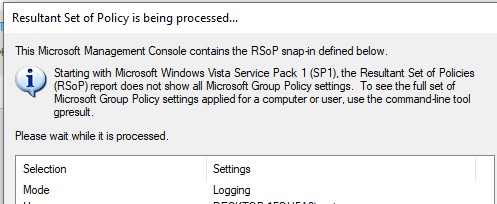 rsop.msc в Windows не показывает все примененные политики