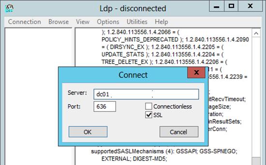 ldp.exe протокол Ldap Over SSL