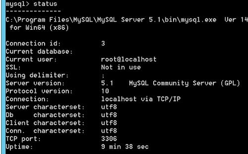 статус сервера mysql под Windows