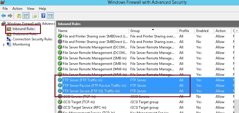 ftp server for windows 2012 r2